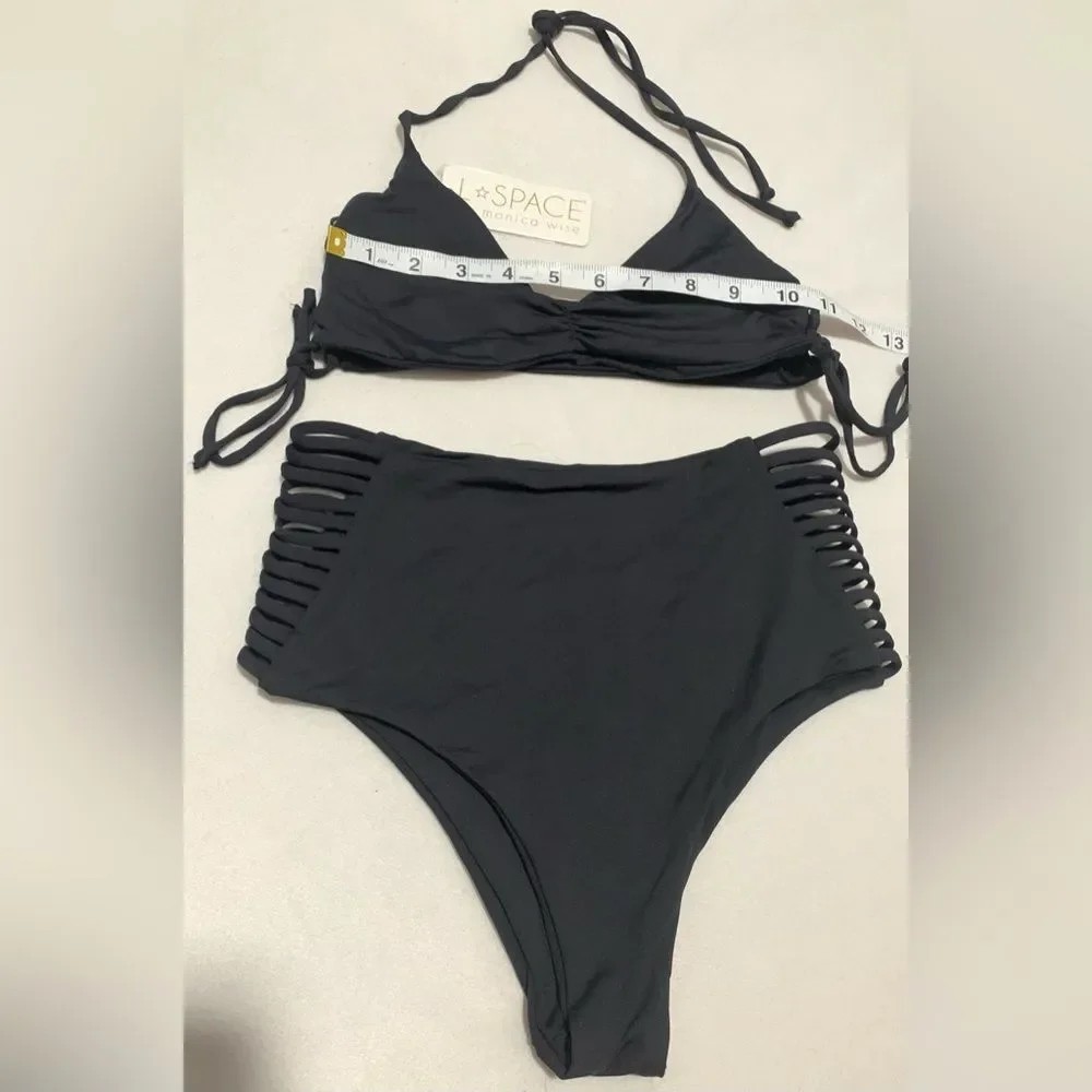 L*Space Bikini Set Black Gwen Top & Harrington High Waist Bikini Bottom Small